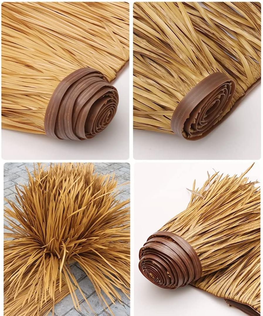 Palm Thatch Roll Artifical Palm Tiles Hot Melt Thatch,Tear-Resistant,for Tiki Bar Garden Patio Deck Gazebos Wall House,Serve You for 15 Years(Yellow a,0.5x6m/1.64X19.7ft)