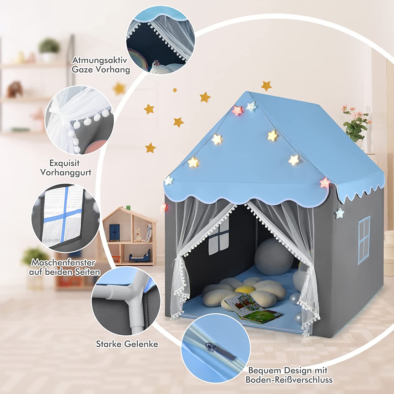 Playhouse Kids Indoor Spielzelt - 120x105x128cm Für Kinderzimmer
