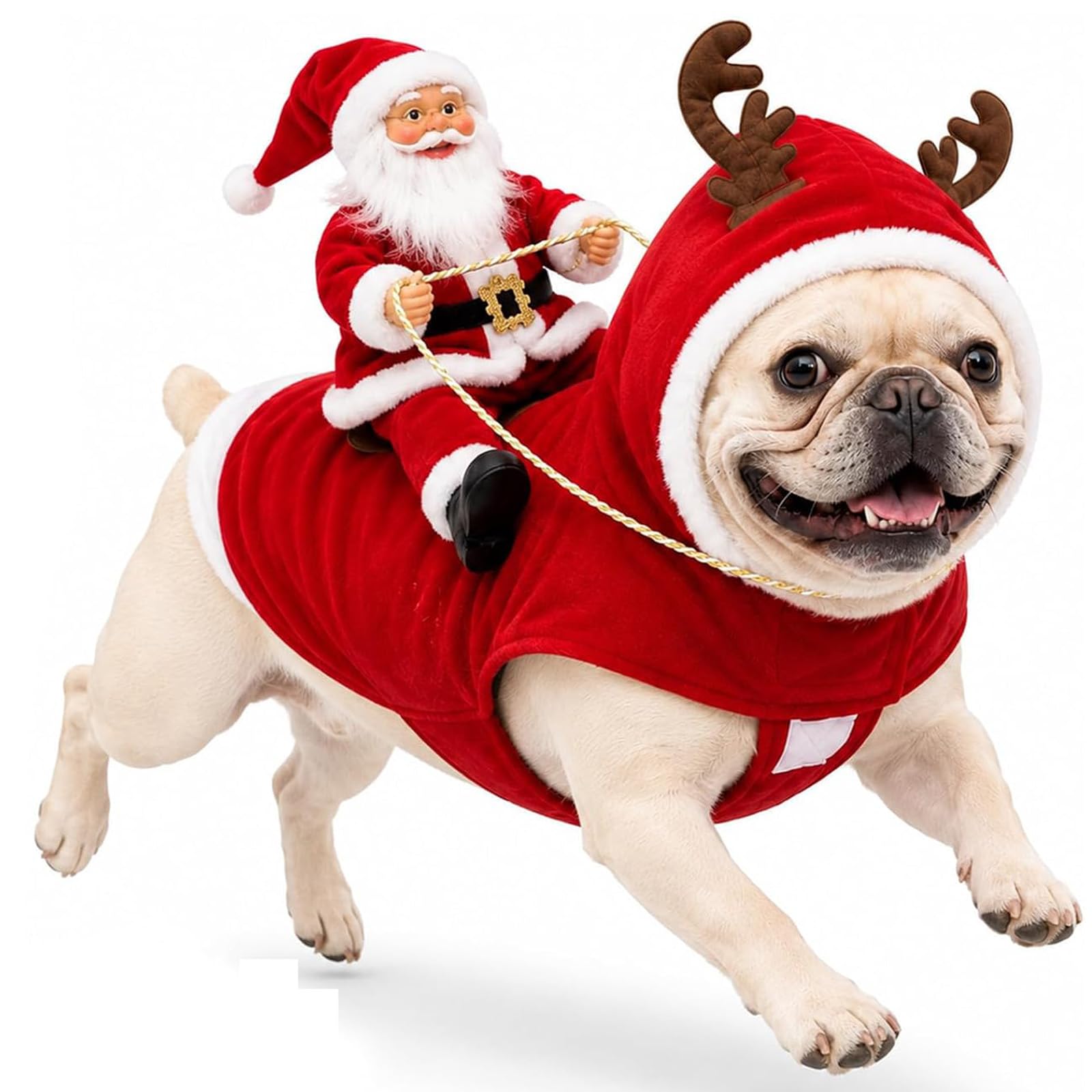 Santa Rider Pet Christmas Costume Adjustable Dog Christmas Outfit (#A,L)