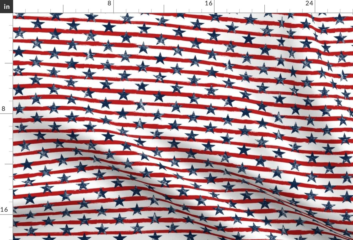 Spoonflower Fabric - Distressed Navy Stars Red Stripes Grunge Painted Vintage 4Th of July Printed on Satin Fabric by The Yard - Sewing Lining Apparel Fashion Blankets Decor