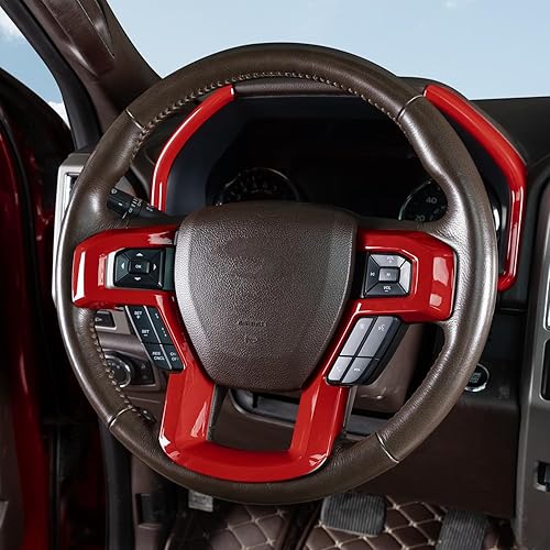 Miniatura 4 de Voodonala Cubierta del panel del volante central con cubierta de tablero de salpicadero compatible con Ford F150 2015-2020 (4 unidades, ABS, rojo)