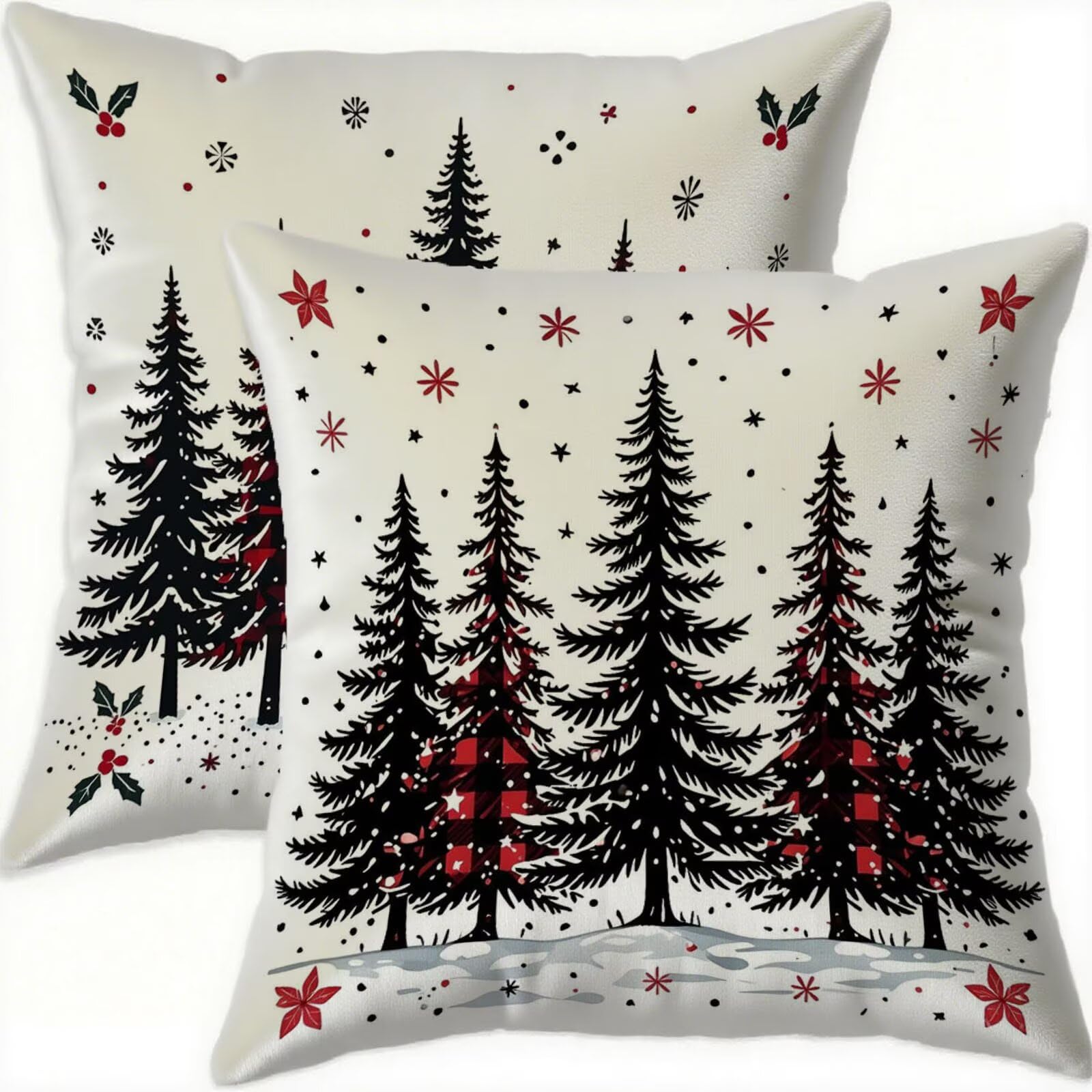 Housse de coussin Noël 80x80 velours noir pour décorer votre salon en hiver