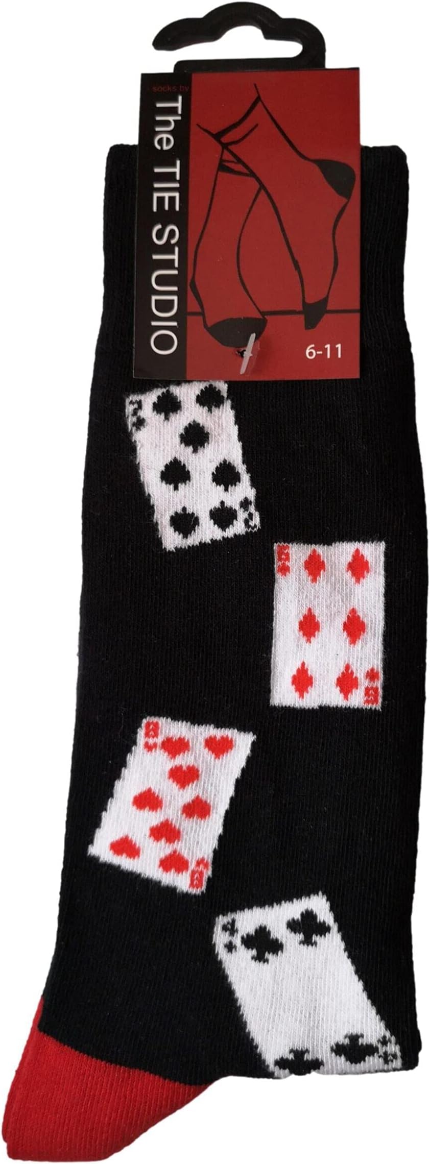 Tie Studio Playing Cards Hearts Clubs Diamonds Spades Unisex Novelty Ankle Socks Size 6-11