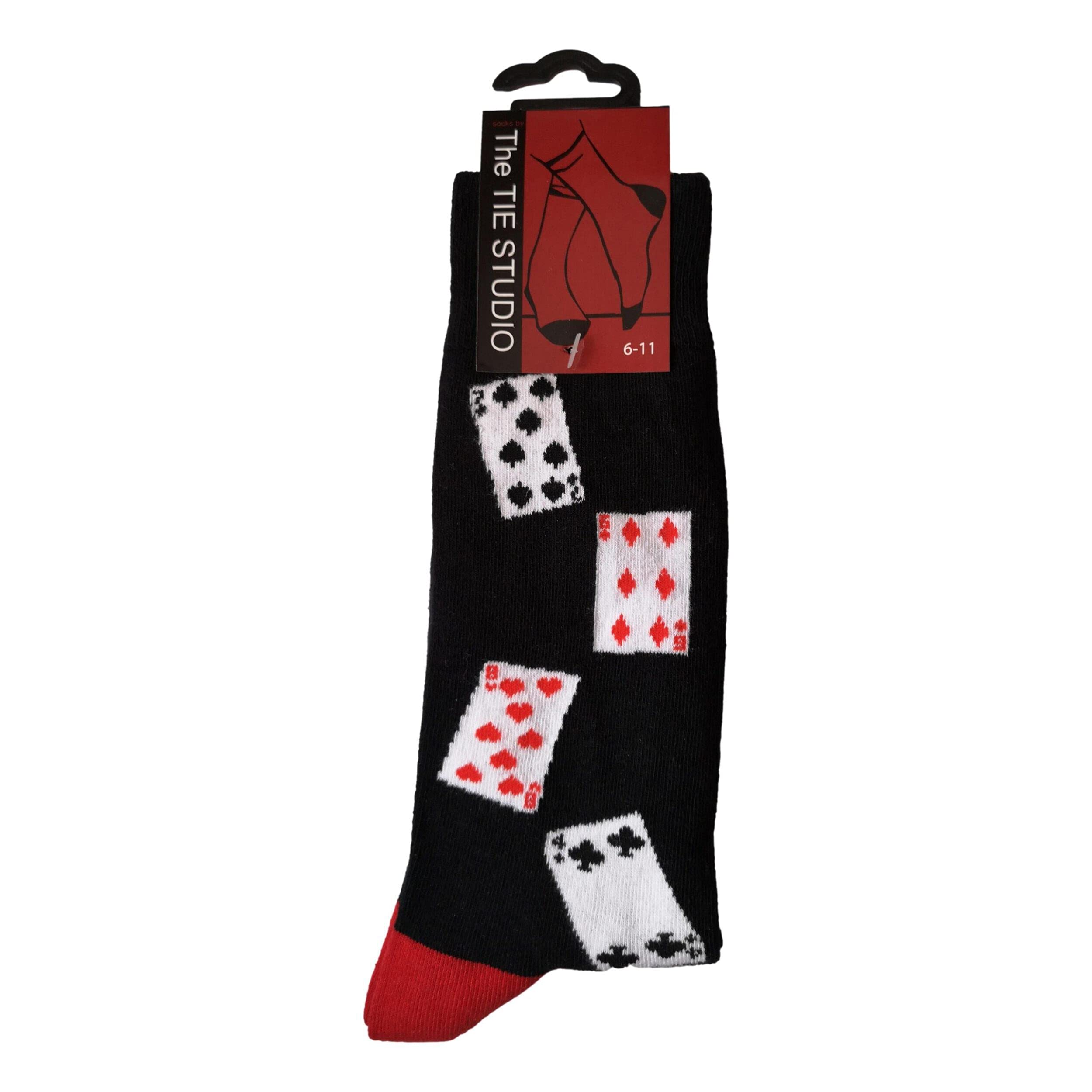 Tie Studio Playing Cards Hearts Clubs Diamonds Spades Unisex Novelty Ankle Socks Size 6-11