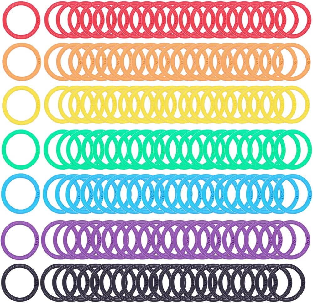 Plastic Binder Rings 1 Inch, Flexible Loose Leaf Book Rings, Colorful Keychain Clips for Index Cards, Scrapbooks, Word Cards and Documents (140 Pack)