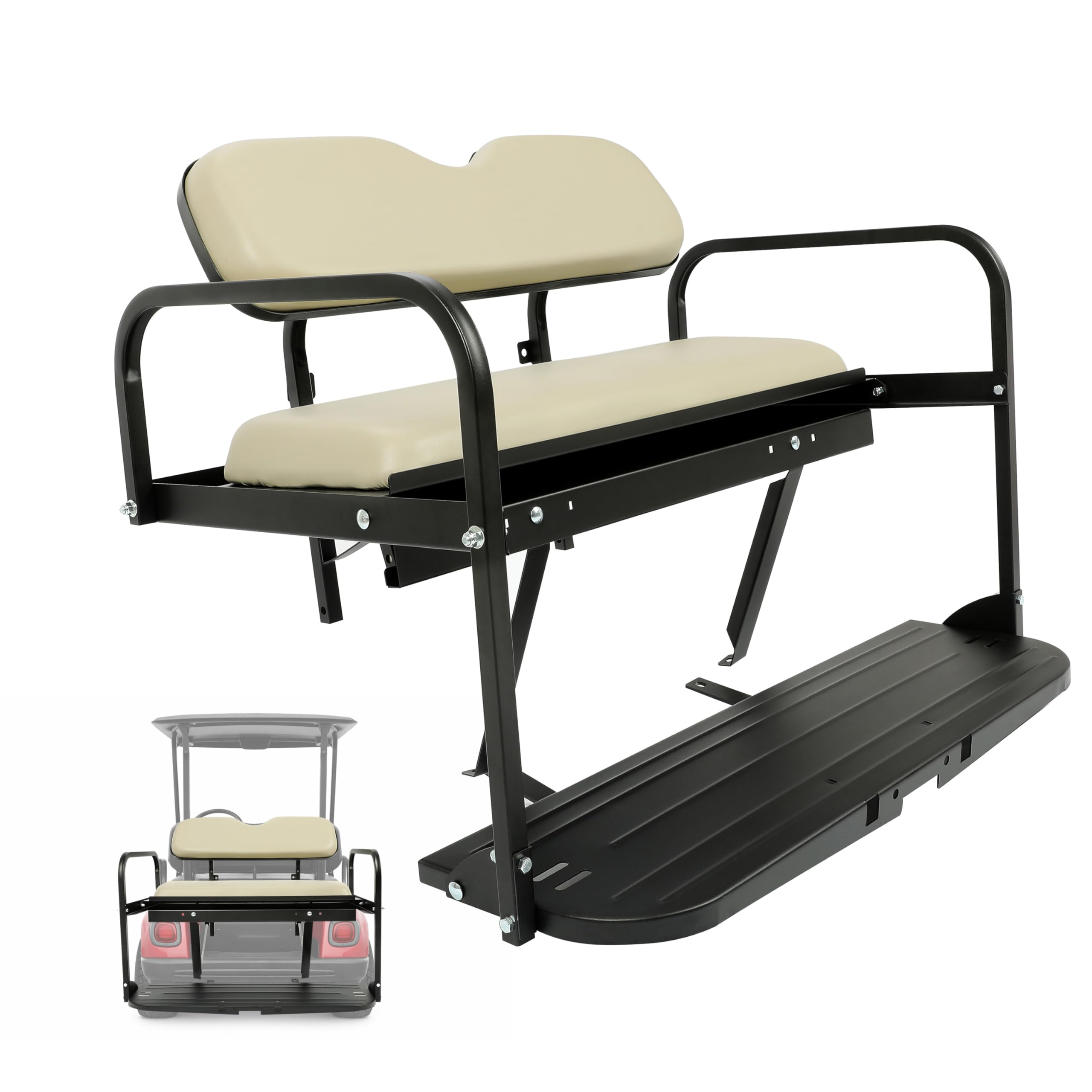 Photo 1 of *** USED/UNKNOWN MISSING PARTS OR HARDWARE***ECOTRIC Back Rear Flip Seat Kit Compatible with 2007-2016 Yamaha Drive G29 Golf Cart Flip Folding Down Powder Coated White