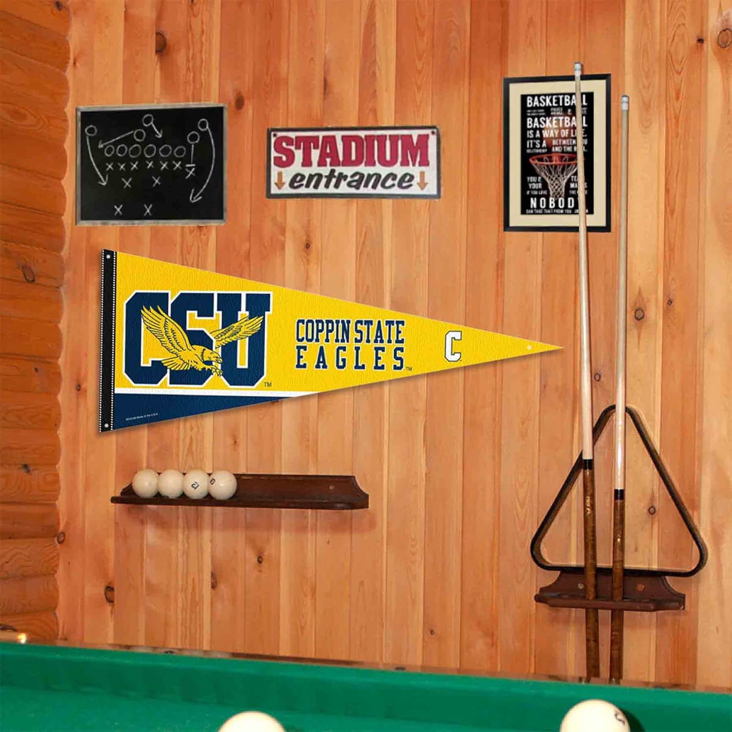 College Flags & Banners Co. Coppin State Eagles Pennant Flag and Wall Tack Mount Pads - Image 4