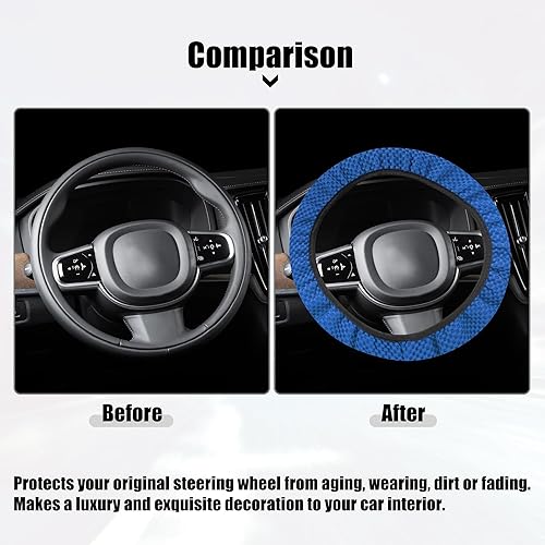 Miniatura 2 de X AUTOHAUX Funda universal elástica para volante, antideslizante, transpirable, microfibra de seda de hielo, protector interior de rueda para