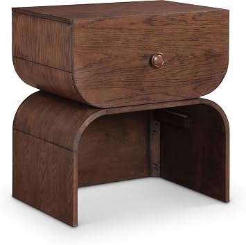 Meridian Furniture 383Brown-NS Jace Collection Modern | Contemporary Night Stand with Rich Brown Walnut Finish, Oak Veneer, 24.5" W x 18" D x 26" H, Brown