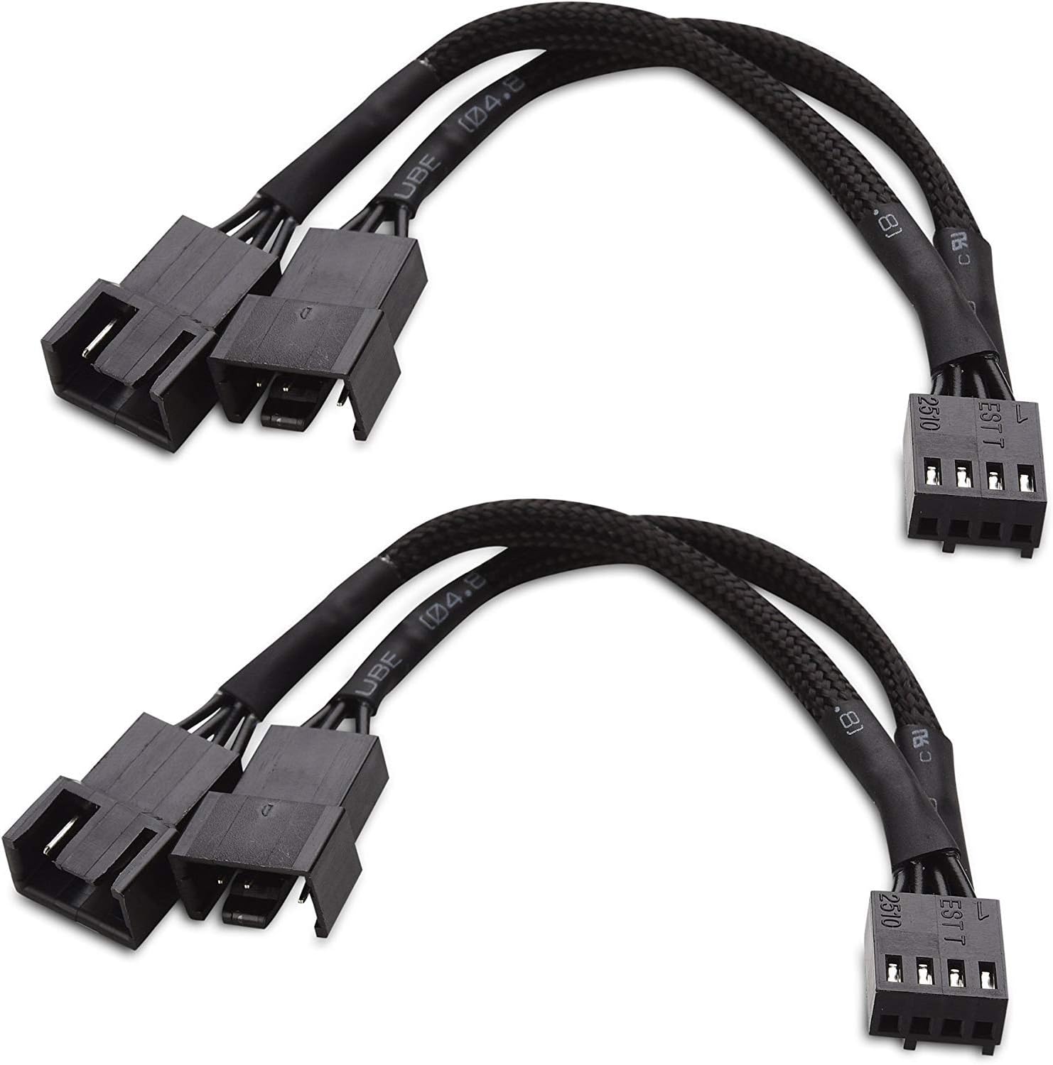 Buy 30cm 2 Pack All Black Sleeved Pwm Fan Splitter Cable 1 To 2 Converter