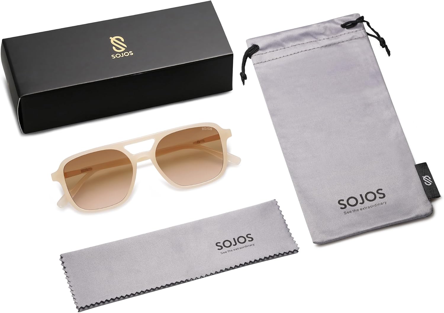 SOJOS Retro Aviator Sunglasses for Women Men,Trendy Rectangle Womens Mens Shades Sun Glasses SJ2202 - Image 7