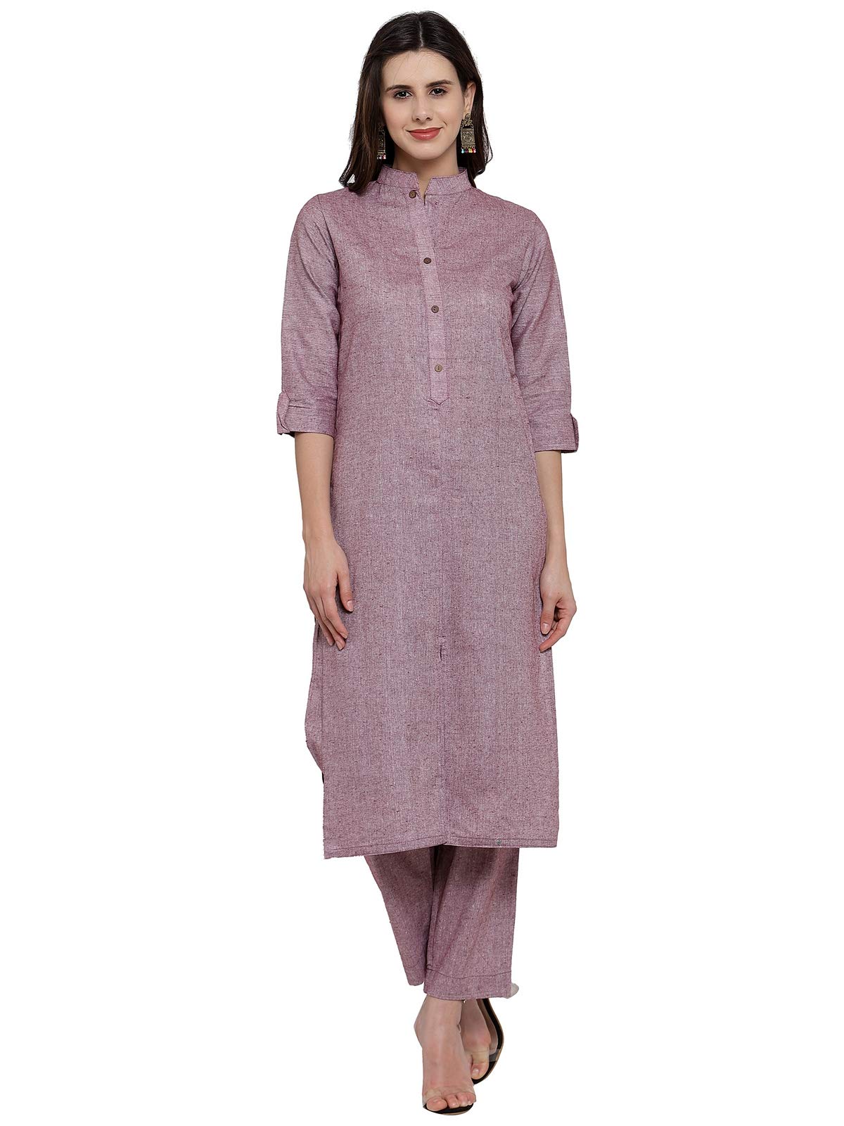 Violet Collar Cotton Kurti with Culotte-image-13