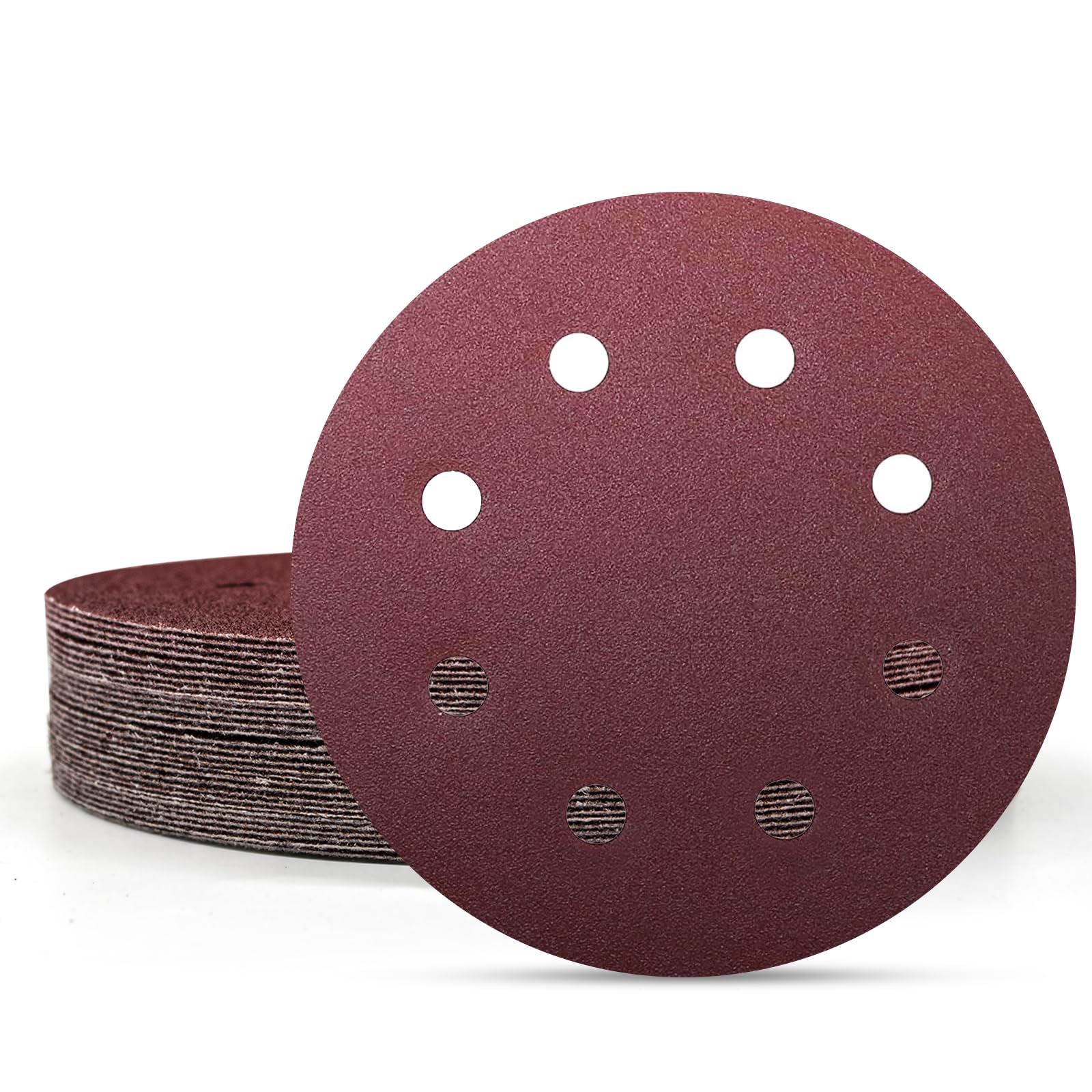 Senmai Tools Disques abrasifs 180mm 8 trous (Grain 40) .disques de ponçage 180mm rouge pour ponceuse à sec ponceuse excentrique 30 pièces
