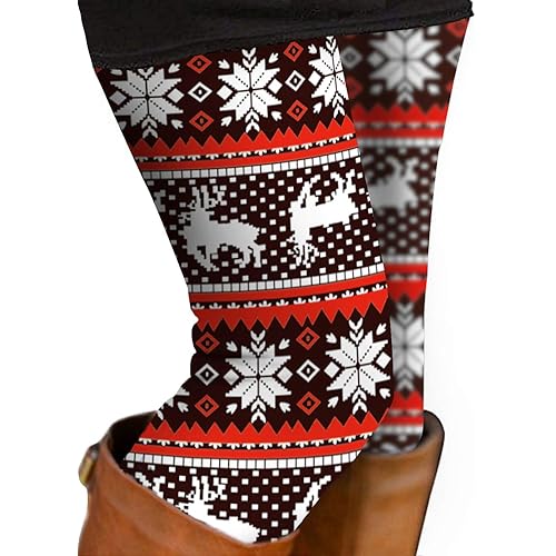 Uaderize Womens Ultra Soft Brushed Christmas Day Leggings Pants Ankle Length Black Deals Friday 2023 S-5XL