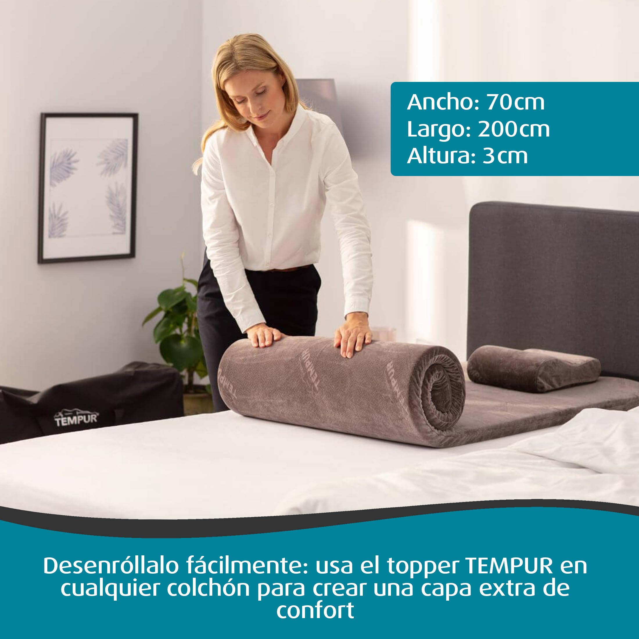 Set de viaje TEMPUR de 3 piezas con práctico trolley, 5,5 kg | Almohada cervical de viaje y colchoneta de viaje, perfectas para llevar a cualquier lugar.