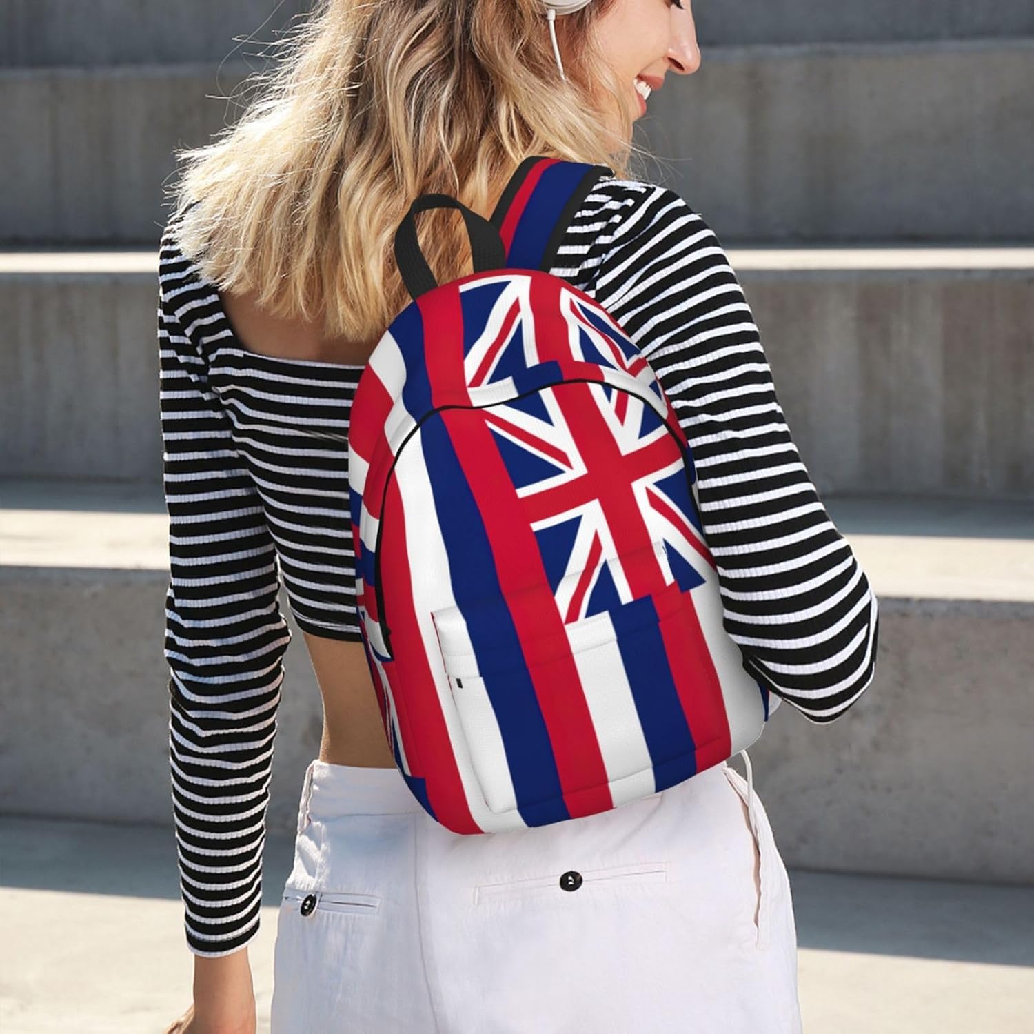 Hawaii Flag Print Canvas Backpack Laptop Backpack Everyday Use â€“ Trendy Vintage For Men And Women