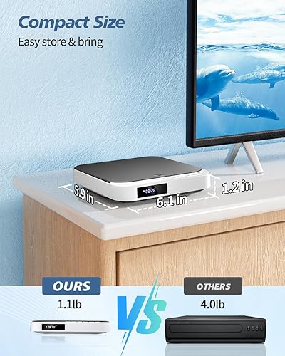 Miniatura 7 de Reproductores de DVD HDMI para TV, Desobry 1080P HD Mini reproductor de DVD, pequeño reproductor de DVD para TV con todas las regiones, reproductor