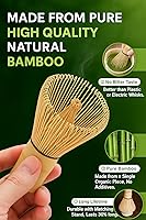 Vista 6 de Juego tradicional de ceremonia de té matcha, 3 piezas con batidor de bambú Chasen, colador, cuchara, caja de regalo