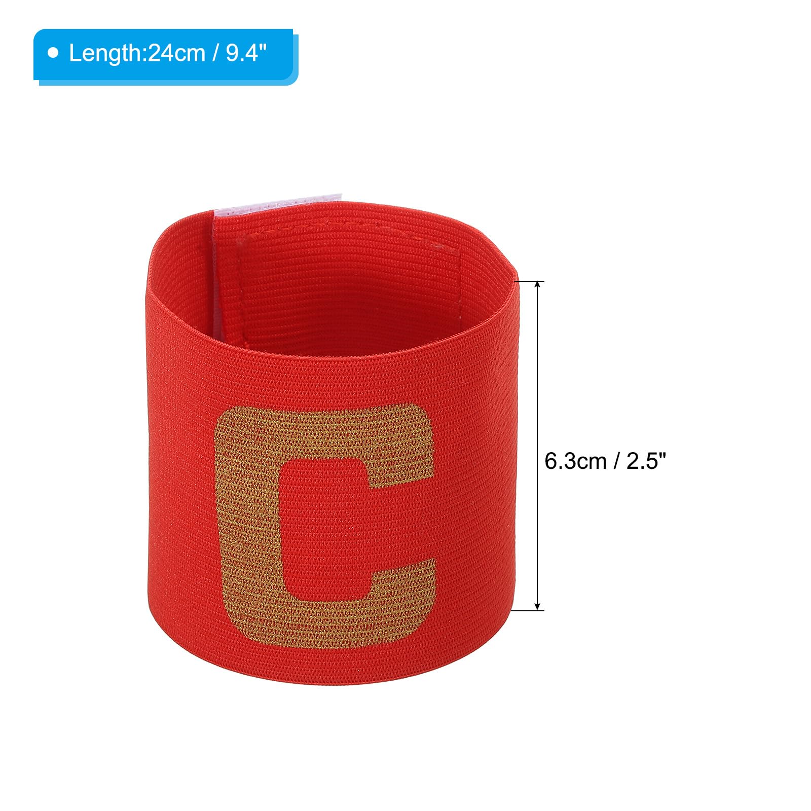 PATIKIL 9.4x2.5 Soccer Captain C Armband, 3 Pack Nylon Unisex Elastic Arm Badge Adjustable for Youth Adult Team Training, Red