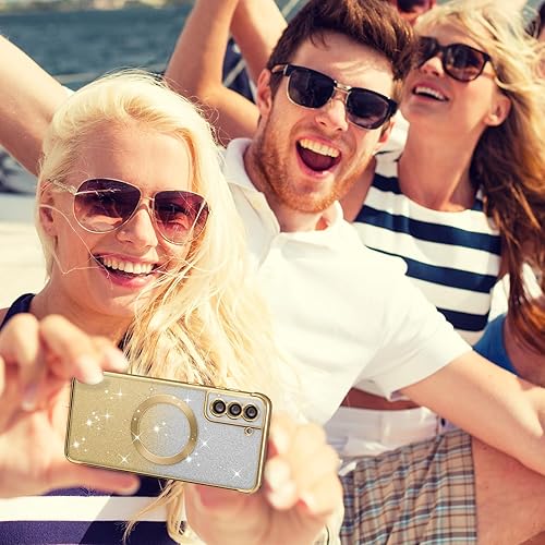 Miniatura 7 de ZTOFERA Funda magnética transparente para Samsung Galaxy S21 Plus 5G con purpurina degradada (2 en 1), chapado de lujo, bonita funda protectora de