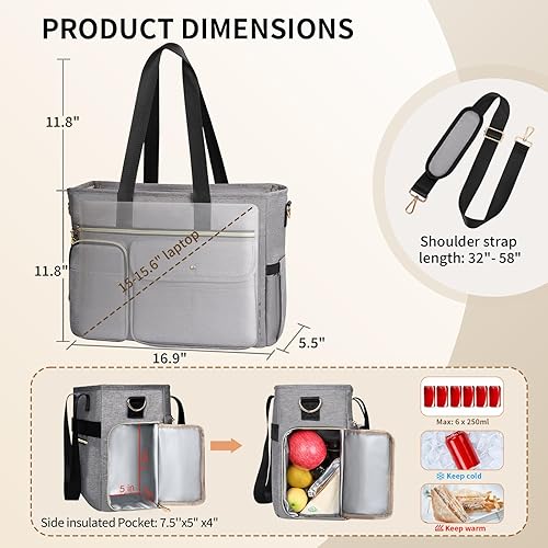 Miniatura 3 de ESTARER Bolsa tote para profesores para mujer, 2 piezas, bolsa de trabajo para computadora portátil de 15.6 pulgadas, bolsa de computadora con