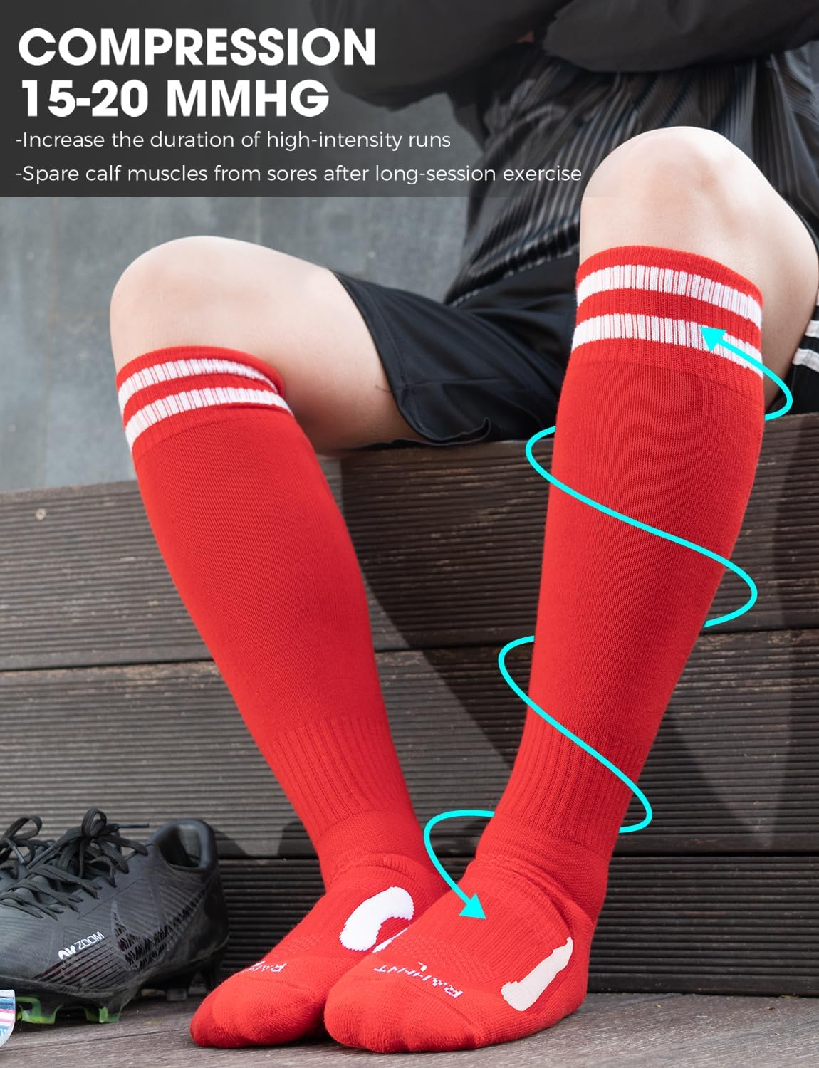 Rahhint Soccer Football Socks Anti Slip Compression Padded Cushioned Anti-Blister Grip Softball Socks for Youth Men Women