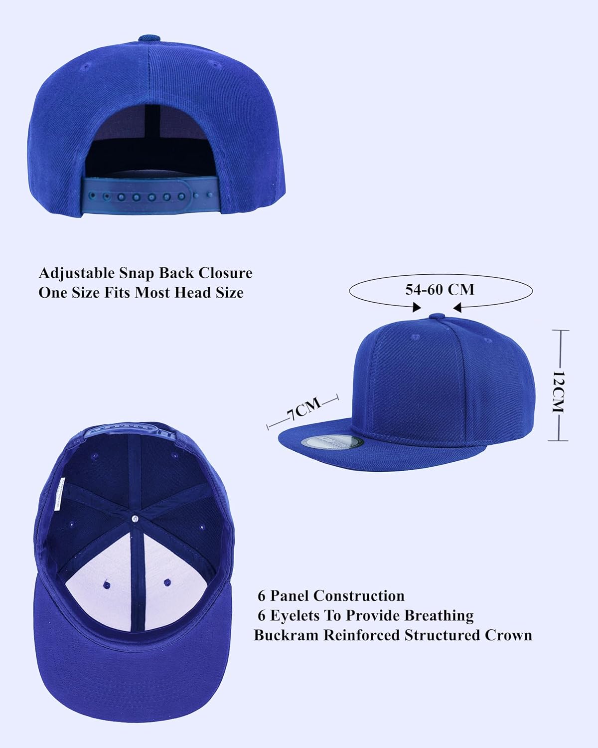 Gelante Plain Blank Flat Brim Adjustable Snapback Baseball Caps Wholesale LOT 12 Pack - Image 7