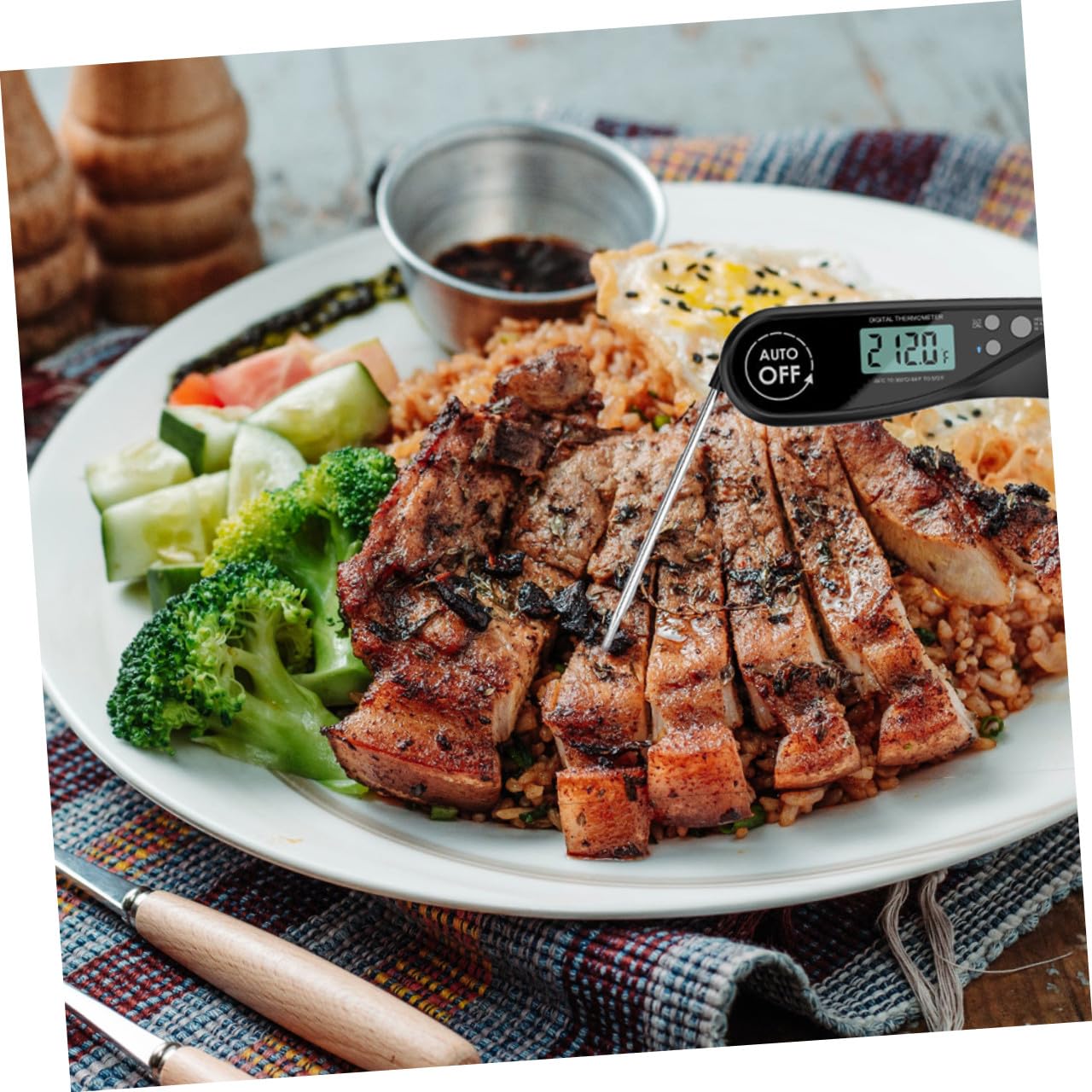 Cabilock 2stücke Fleischthermometer Mit Sofortablesung Faltbarem -sensor Für Grillen Kochen Und Backen Schwarz