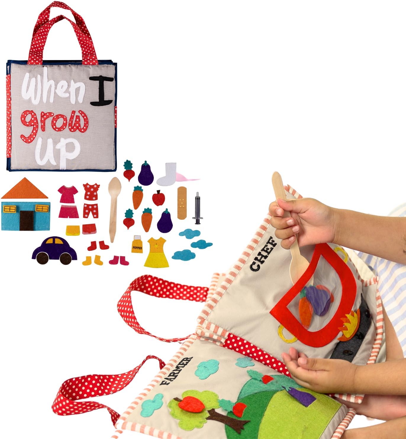 SeraphinaQuiet Book For Toddlers Age 1-2-3-4 | Learn About Various Professions Through Pretend Play | For Sensory Play & Educational Development | Features Over 30 Activities, Multicolor