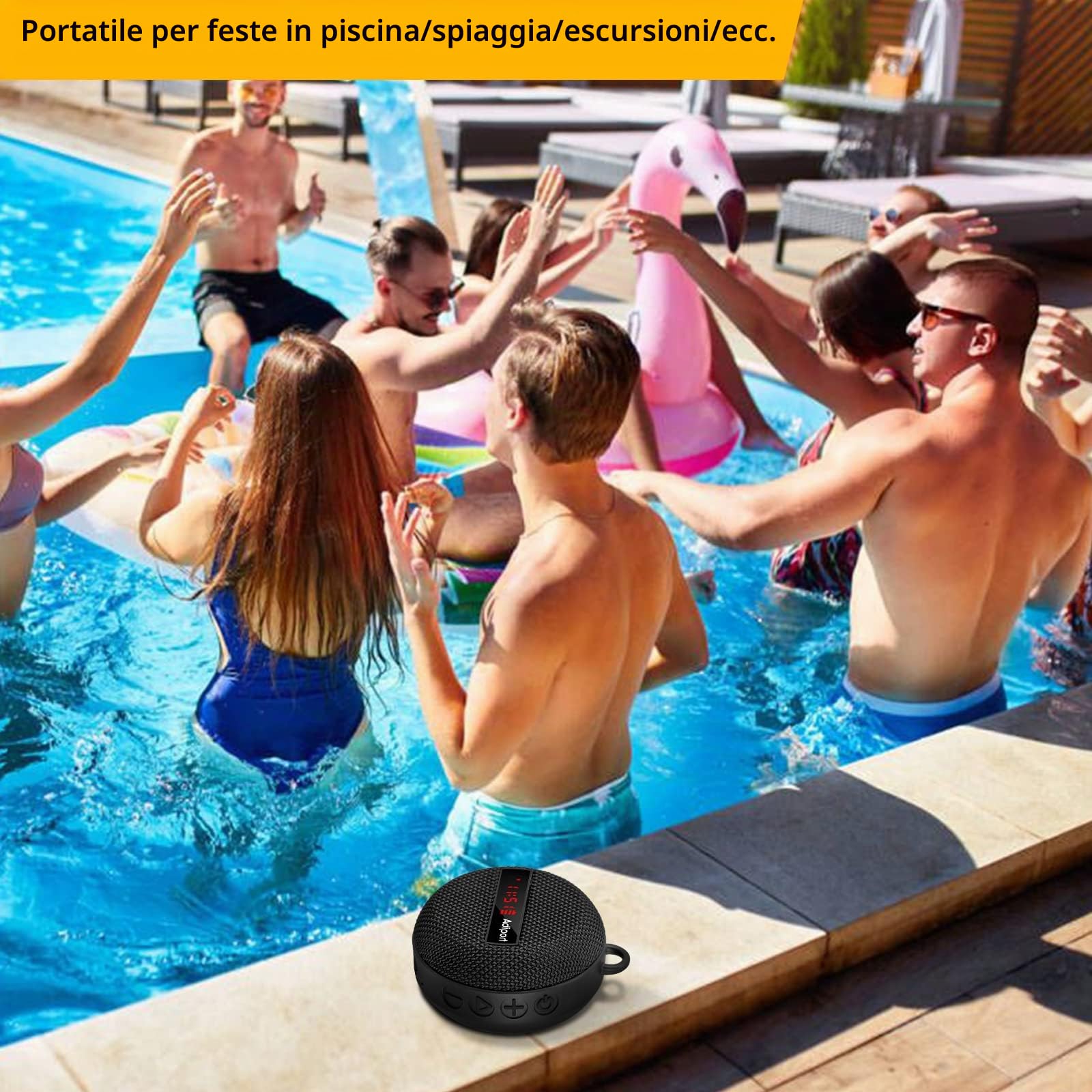 altoparlante bluetooth bicicletta,velocità di guida, visualizzazione tempo,altoparlante portatile wireless per bicicletta, IP65 impermeabile e antiurto per escursioni in bicicletta all'aperto