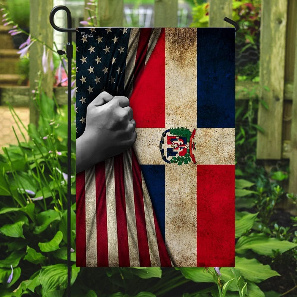 FLAGWIX Dominican Republic American US Flag - 4th of July Decorations for Home, Inside, Outside, House Flag (29.5" x 39.5") - USA House Garden Flags Premium Polyester, Decorative Indoor Outdoor Flags