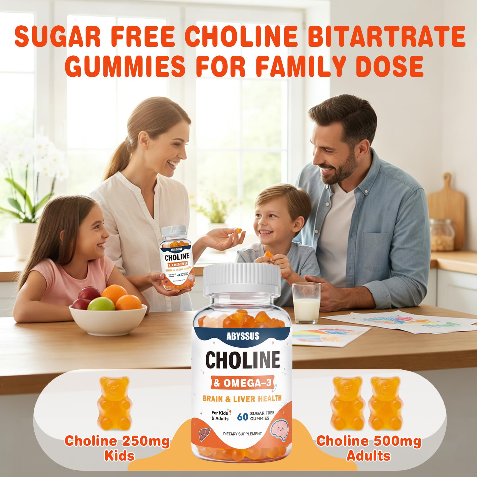 ABYSSUS Choline Gummies for Kids, Choline Bitartrate Supplement, 60 Count — Amazon image 7