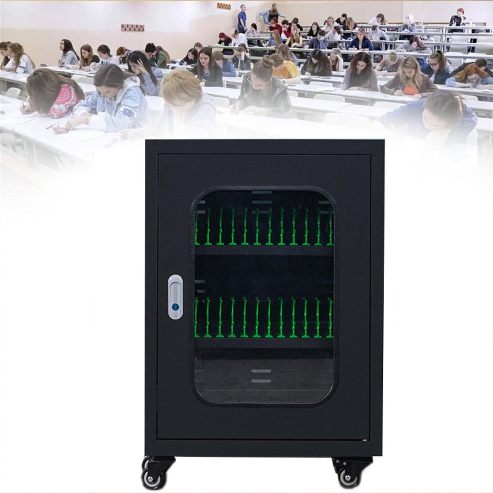 Stazione di ricarica mobile con 50 slot bloccabili, con ruote per un facile trasporto, ideale per scuole, uffici e aule, armadietto di ricarica sicuro per telefono