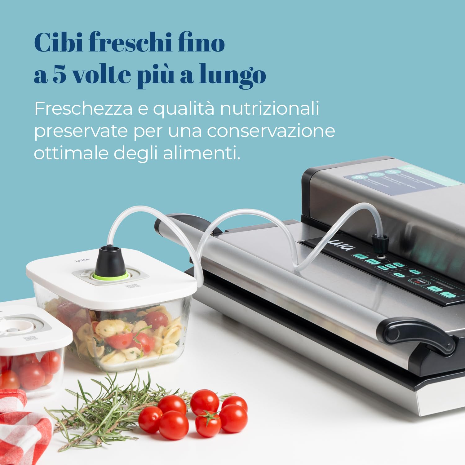 LAICA VT3250 Macchina Sottovuoto Professionale - 1 Rotolo da 40cm Incluso | 100 cicli automatici consecutivi, aspirazione regolabile 25 l/min, tripla sigillatura, larghezza MAX sacchetti 40 cm