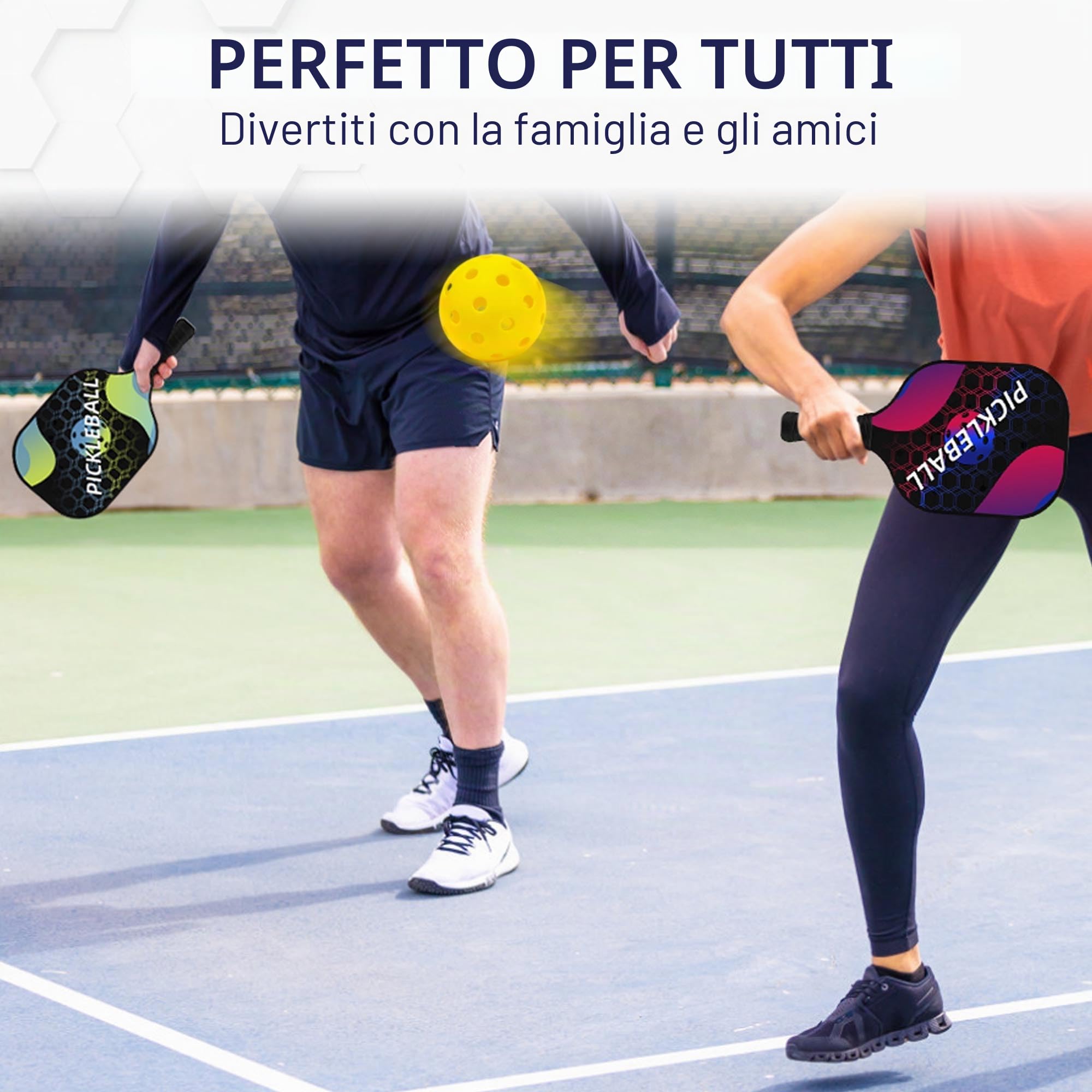 Pickleball Set, Racchetta da Pickleball Paddles Set di 2/4 con 4 Palline, 1 Borsa Portatile