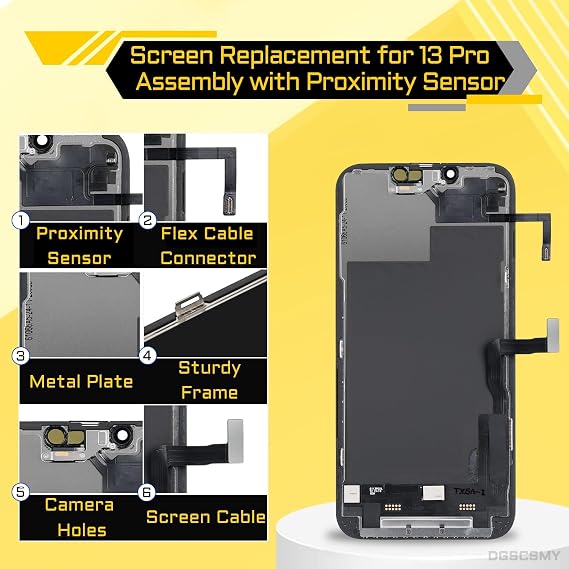 [OLED] Screen Replacement for iPhone 13 Pro 6.1 Display Digitizer Earpiece Proximity Sensor Ambient Light Sensor OLED 3D Touch Full Assembly Repair Fix Tools Kit A2638 A2483 A2636 A2639 A2640