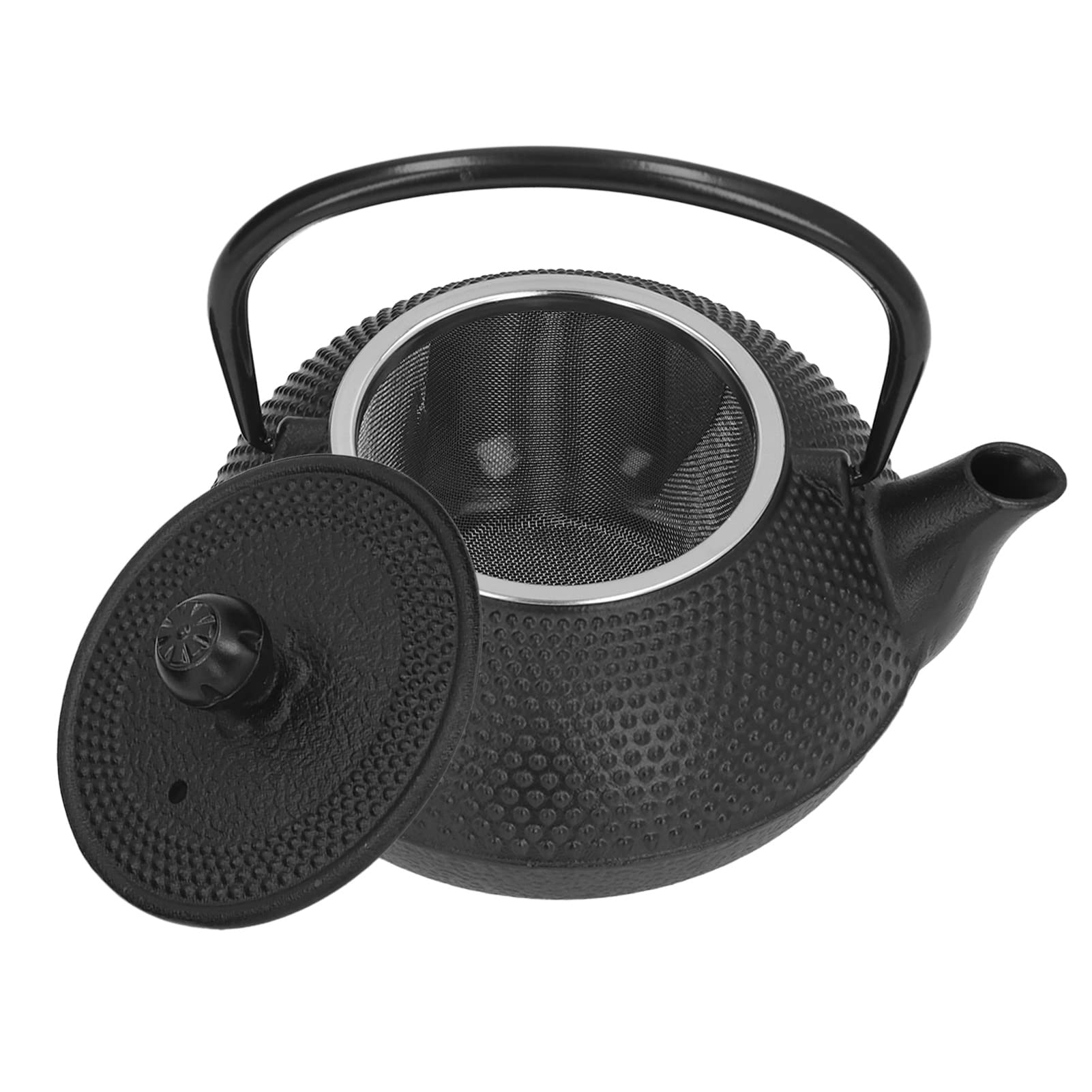 Aramox Juego de Tetera de Hierro Fundido, Juego de Tetera Japonesa de 800 Ml con 2 Tazas, de Hierro Fundido para Hervir y Preparar, de Estufa Negra Grabada para Amantes del té, Uso Familiar