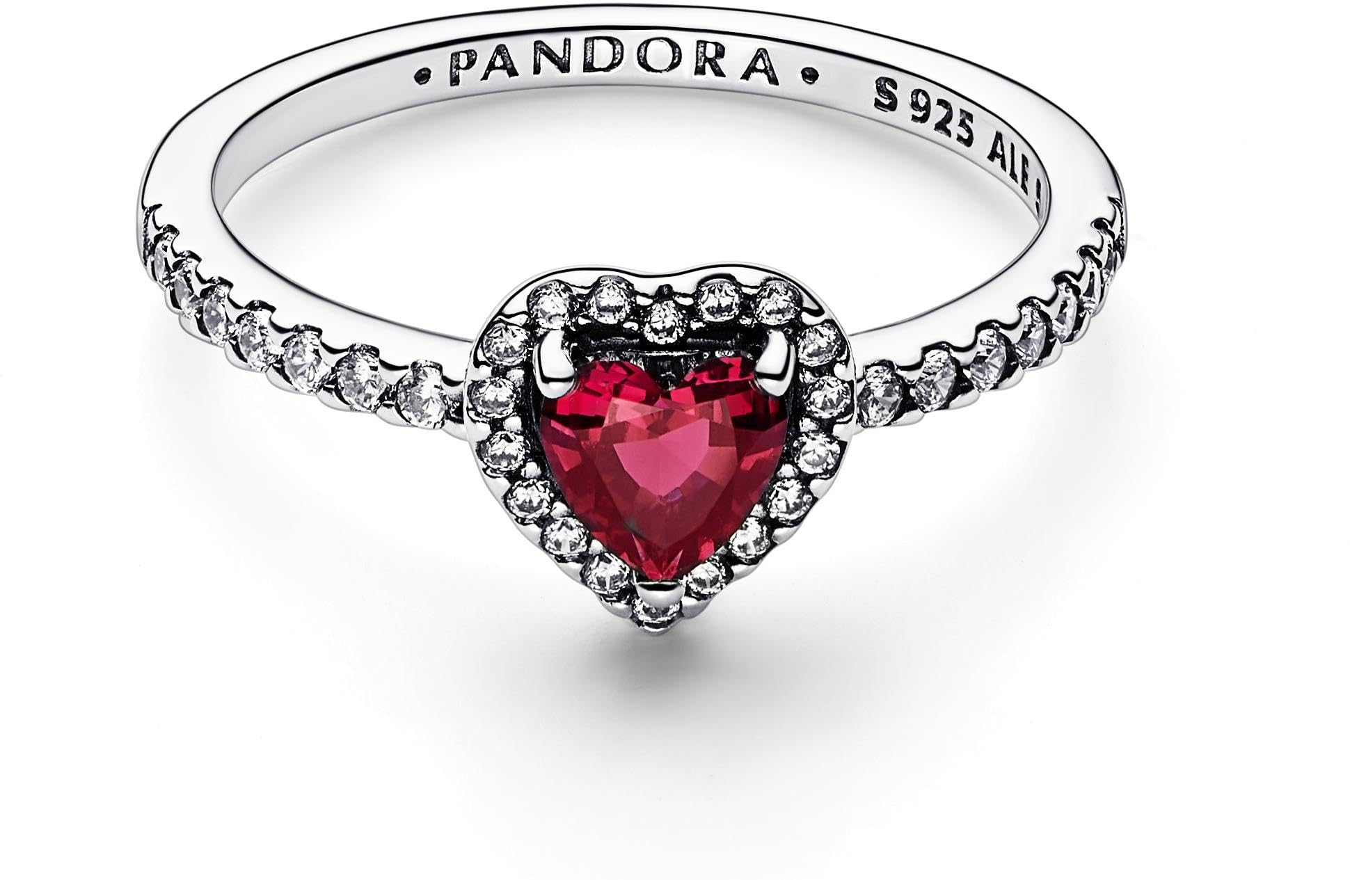 Pandora Timeless - Anello cuore in argento sterling, con cristallo rosso ciliegia (jubilee red) e pietre di zirconia cubica incolori