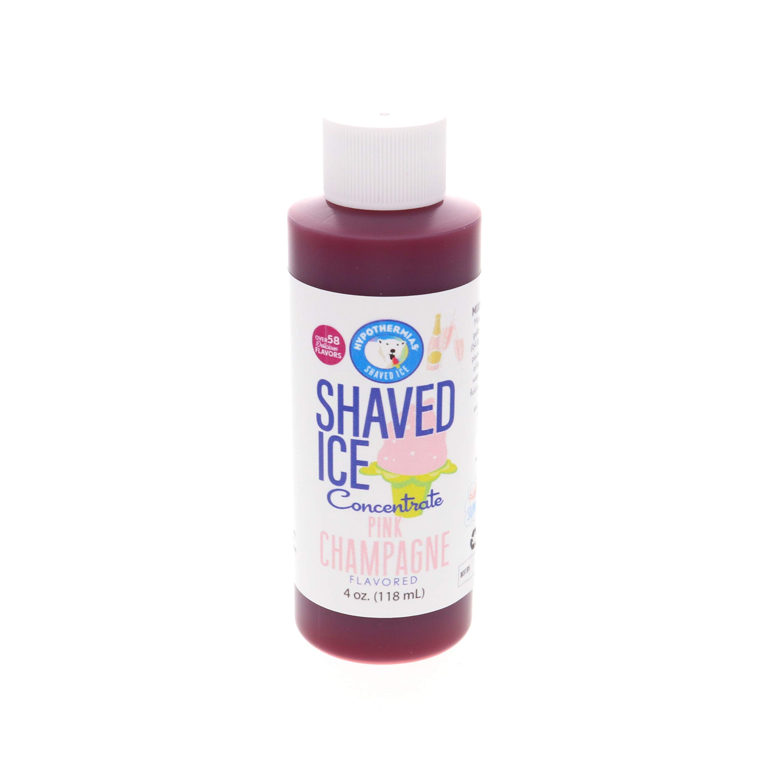 Hypothermias Shaved Ice and Snow Cone Syrup Unsweetened Flavor Concentrate - 4 Fl Oz - Makes 1 Gallon of Ready to Use Syrup - Pink Champagne - Must Add Filtered Water and Sweetener