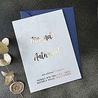 Vista 1 de Personalized Wedding Save the Date Vellum Cards, Save our Date Gold Foiled Vellum Invites, Custom Save or Change the Date, Silver, Rose Gold