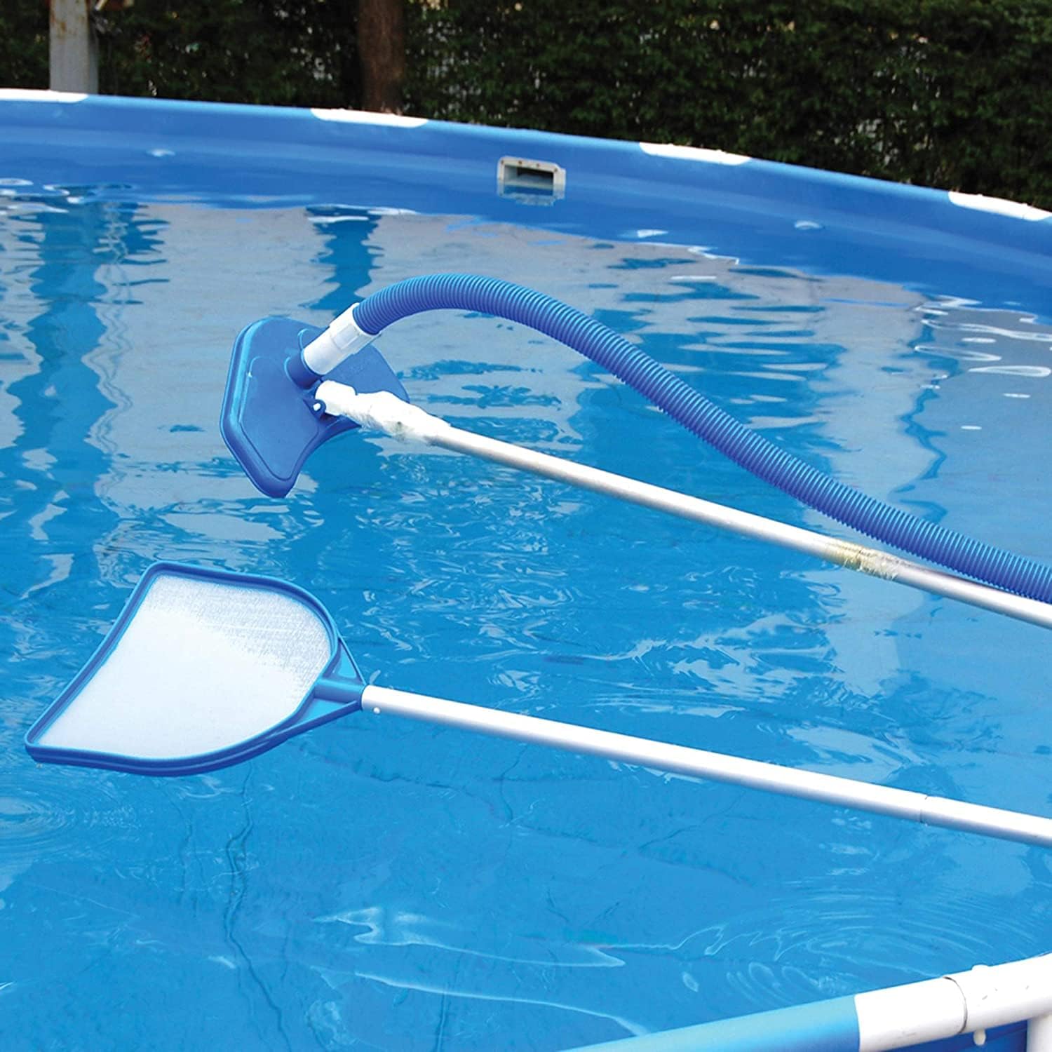 Skimmer and vacuum head in Blue Wave NB19790 pool