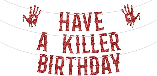 Cartel de cumpleaños con temática de terror de Halloween, decoración de fiesta de viernes 13 para niños, purpurina negra