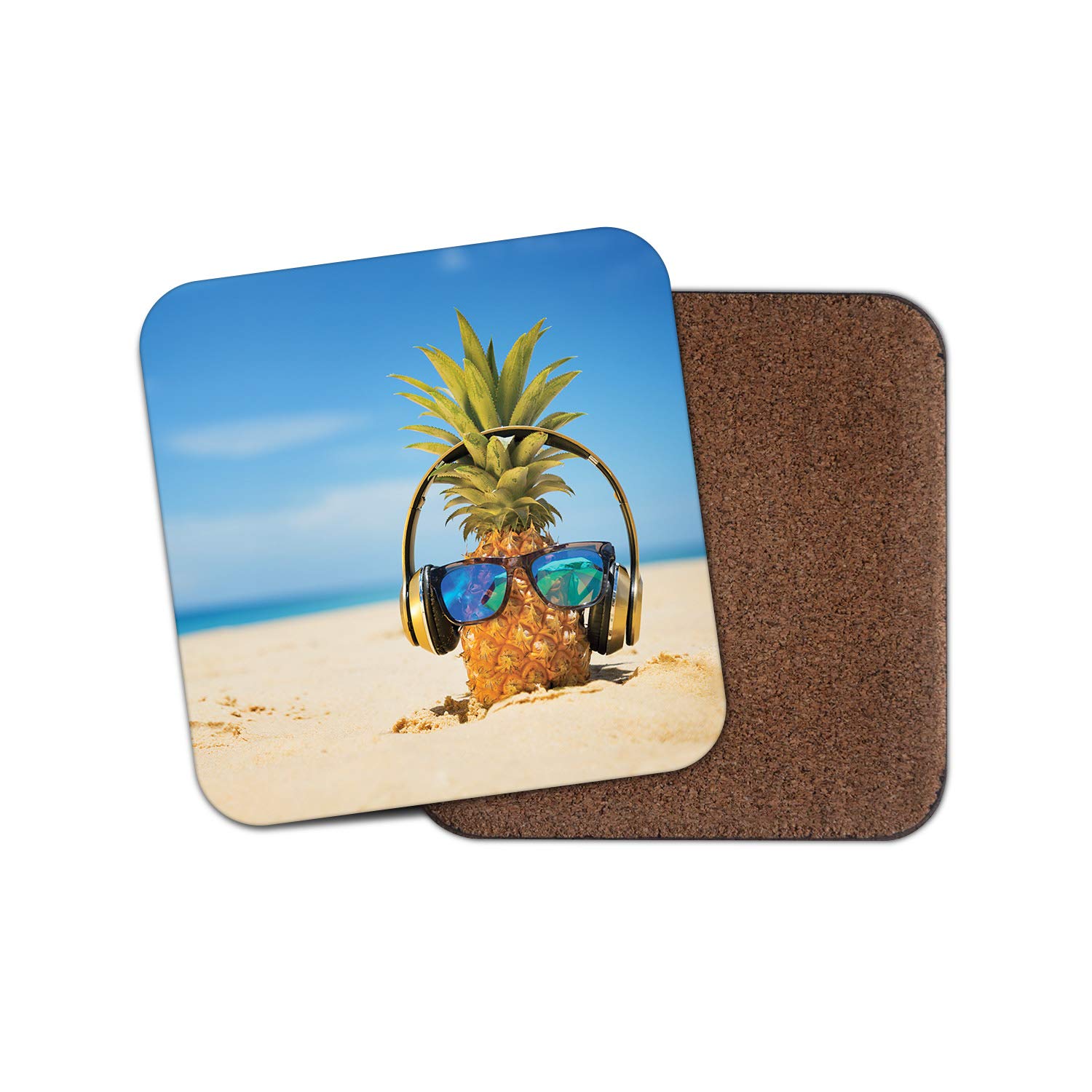 Destination Vinyl Ltd Multicolor 1 X Dj Pineapple Coaster - Beach Summer Holiday Fruit Funny Joke Teen #12439