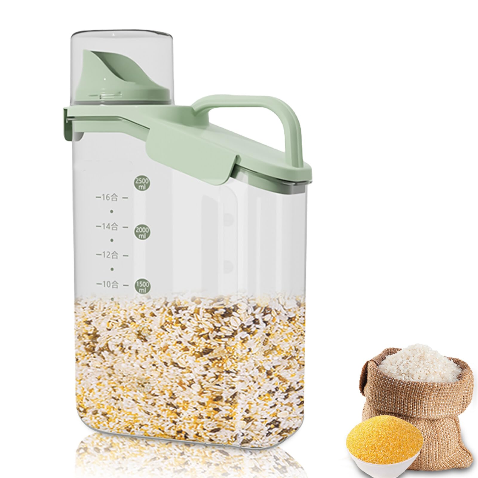 Tarros de almacenamiento de 2,8 litros, para perros con vaso medidor, doble sellado y a prueba de humedad, con asa para comida para perros, caja de almacenamiento de cocina para comida para perros,