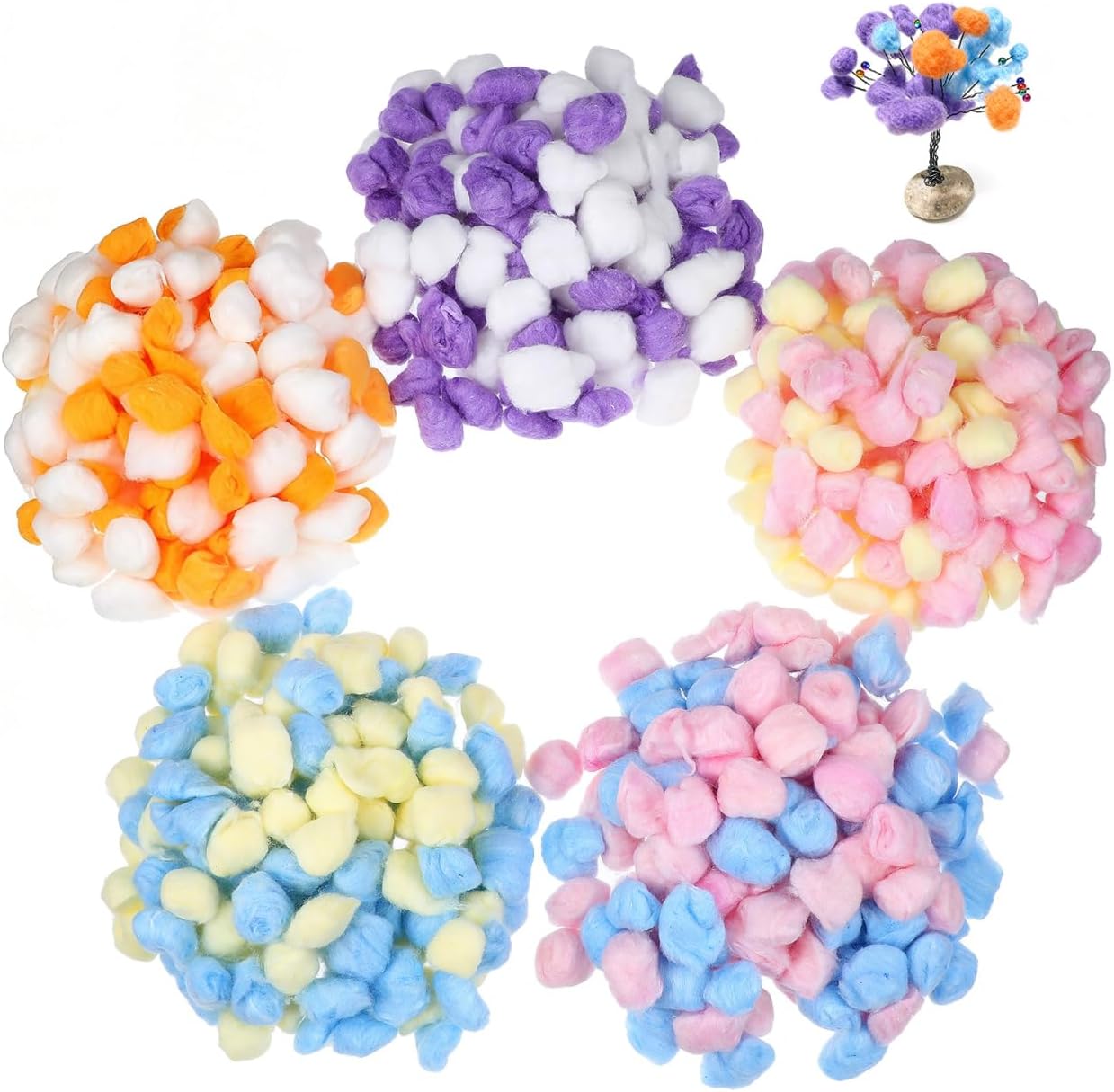 500pcs Cotton Ball Jumbo Cotton Balls Bulk Crafts Colored Cotton Balls Tiny Pom Pom Ball Car Key Ring Ball Felt Pom Pon Fuzzy Balls Colored Pom Poms for Crafts DIY Accessories Yarn