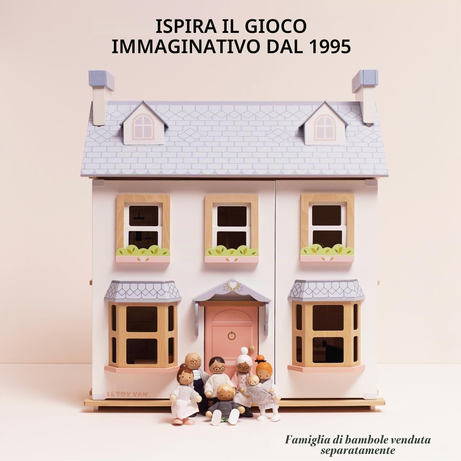 Le Toy Van Casa delle bambole Mayberry Manor in legno certificato FSC, 3 anni, per bambina, 2 piani, l 59 x p 35 x h 68 cm, con scala interna, finestre e porte apribili, gioco Montessori | Casa delle bambole in legno sostenibile, a partire dai 3 anni, leg
