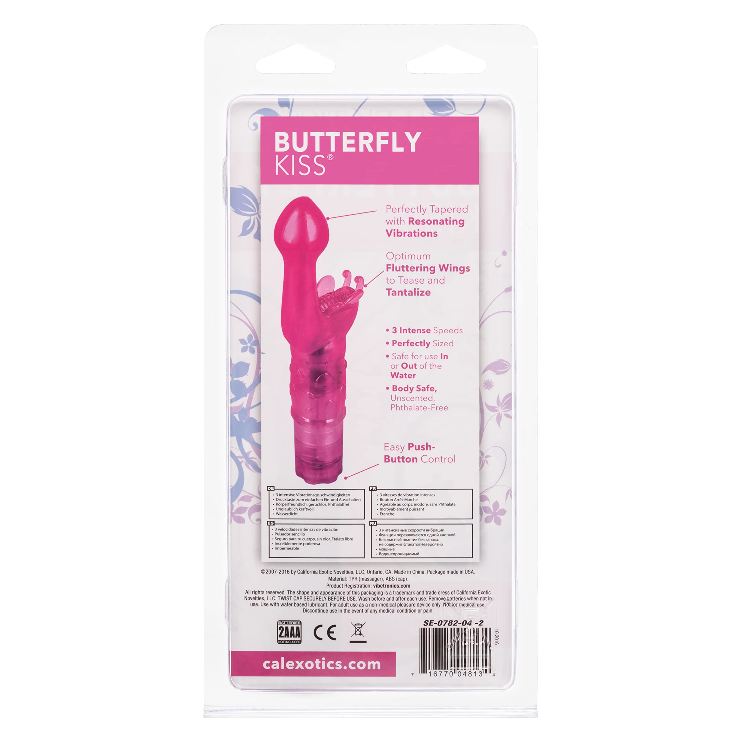 CalExotics Original Butterfly Kiss Vibrator - Multi-Speed Waterproof Vibe – Adult Sex Toys for Couples - Clitoral G Spot Massager –: Pink