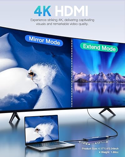 Miniatura 4 de Hiearcool Hub USB C para MacBook AirPro, adaptador USBC 7 en 1 multipuerto con adaptador HDMI 4K, estación de acoplamiento USB-C para portátiles