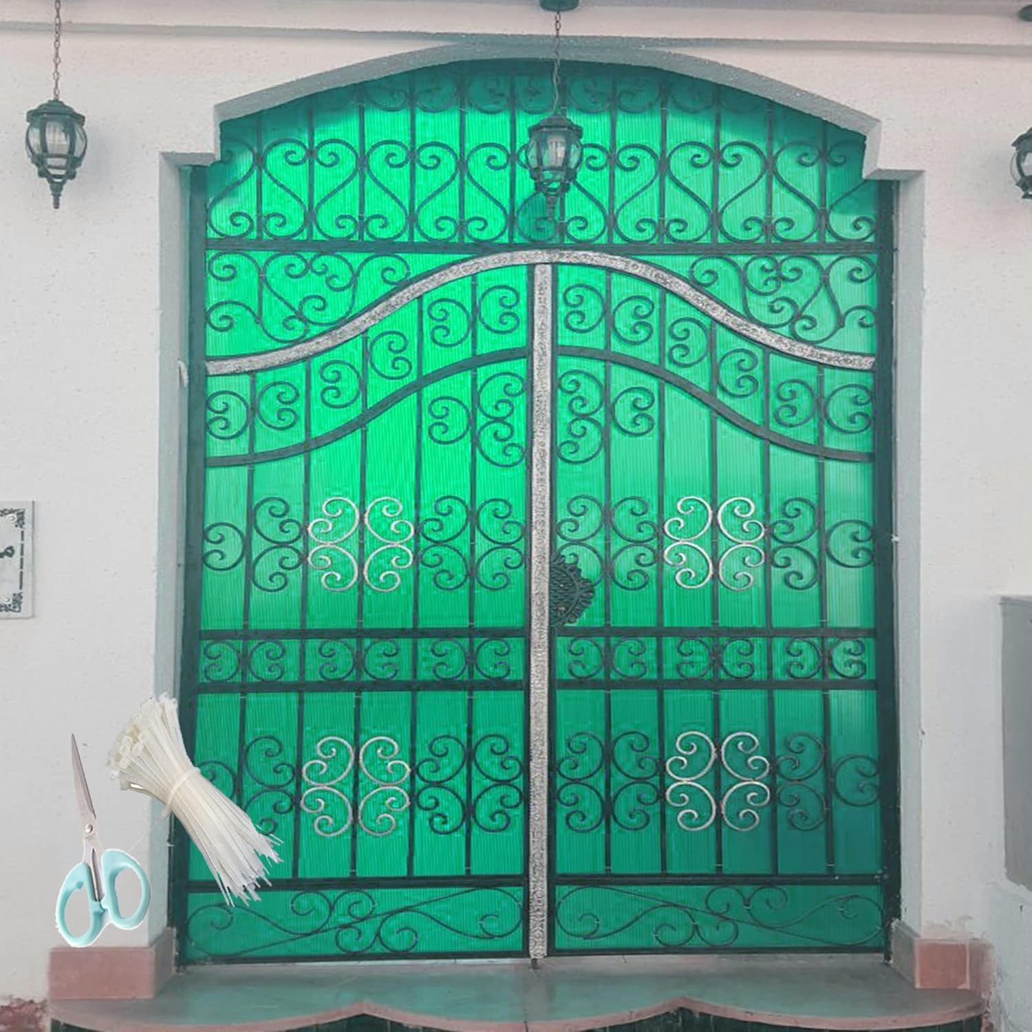 NISKANET UV Resistant 5 X1 5 Feet PVC Gate Sheet|Green Color|It is for Grill, Balcony Covering, Privacy, Home Security Gate Sheet| with 1Scissor and 100 Tags-image-21