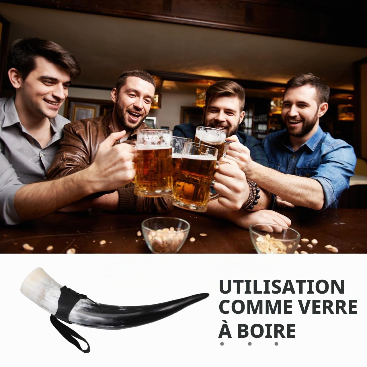 PRETYZOOM Chope En Corne À Boire Viking Grande Capacité 12.47 oz Gobelet Médiéval En Corne De Bœuf Pour Bière Vin Hydromel Décoration Rustique Soirées À Thème Reconstitutions